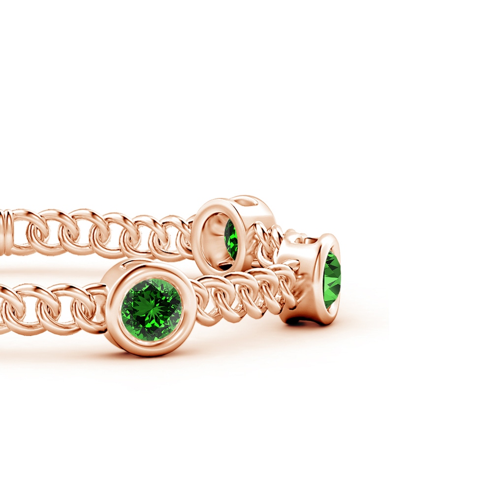 6mm Labgrown Lab-Grown Bezel-Set Emerald Curb Chain Link Bracelet in Rose Gold - side 199
