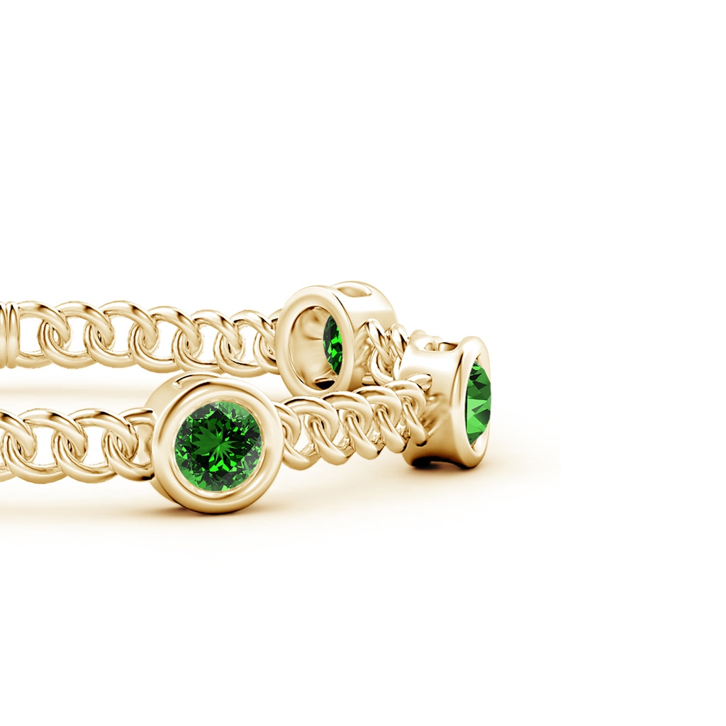 6mm Labgrown Lab-Grown Bezel-Set Emerald Curb Chain Link Bracelet in Yellow Gold - side 199