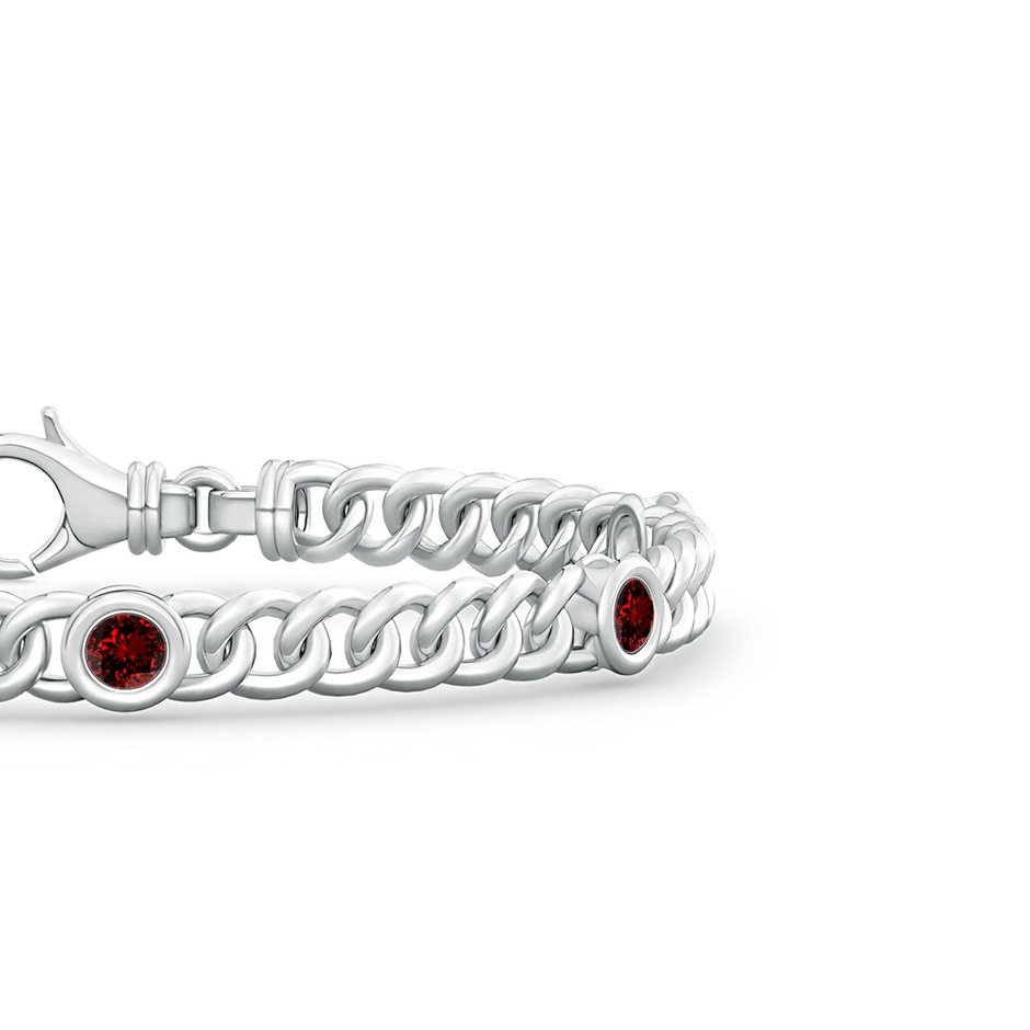 3.5mm Labgrown Lab-Grown Bezel-Set Ruby Curb Chain Link Bracelet in White Gold side 199