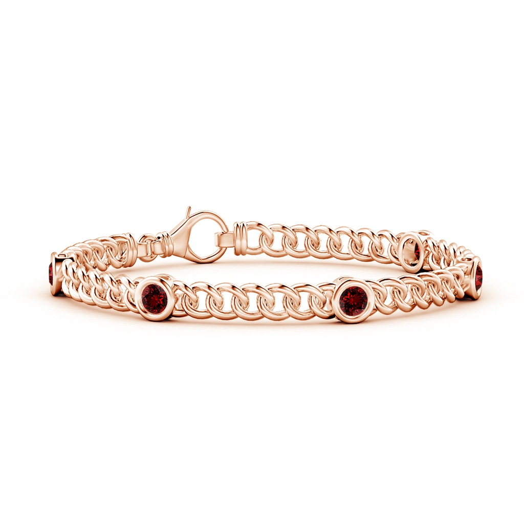 4mm Labgrown Lab-Grown Bezel-Set Ruby Curb Chain Link Bracelet in Rose Gold