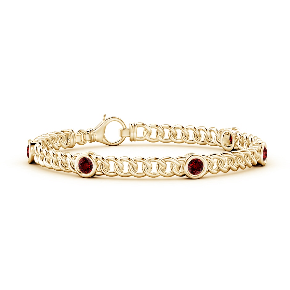 4mm Labgrown Lab-Grown Bezel-Set Ruby Curb Chain Link Bracelet in Yellow Gold 