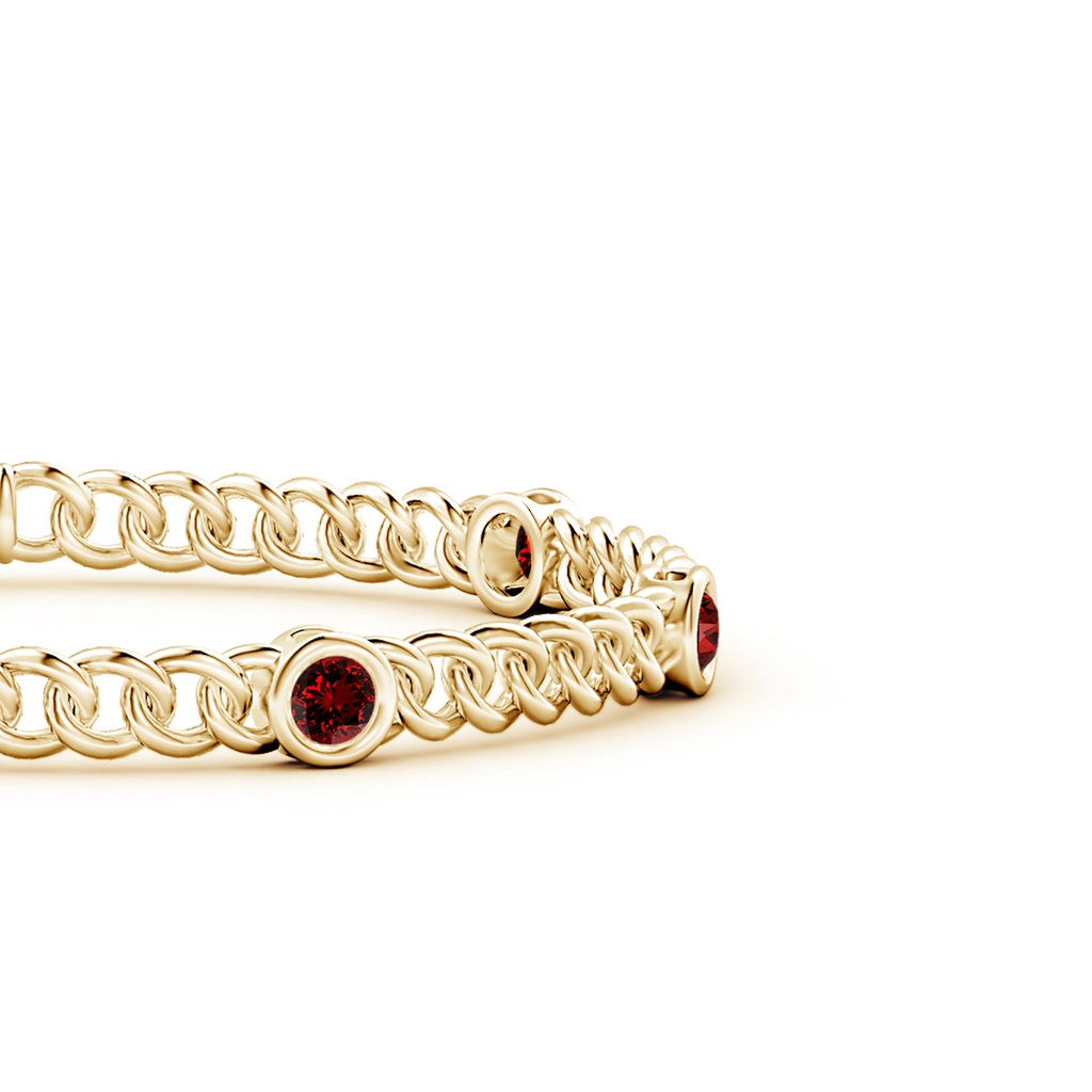 4mm Labgrown Lab-Grown Bezel-Set Ruby Curb Chain Link Bracelet in Yellow Gold Side 199