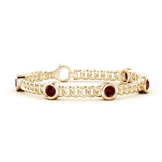 5mm Labgrown Lab-Grown Bezel-Set Ruby Curb Chain Link Bracelet in 10K Yellow Gold