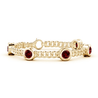 6mm Labgrown Lab-Grown Bezel-Set Ruby Curb Chain Link Bracelet in 10K Yellow Gold