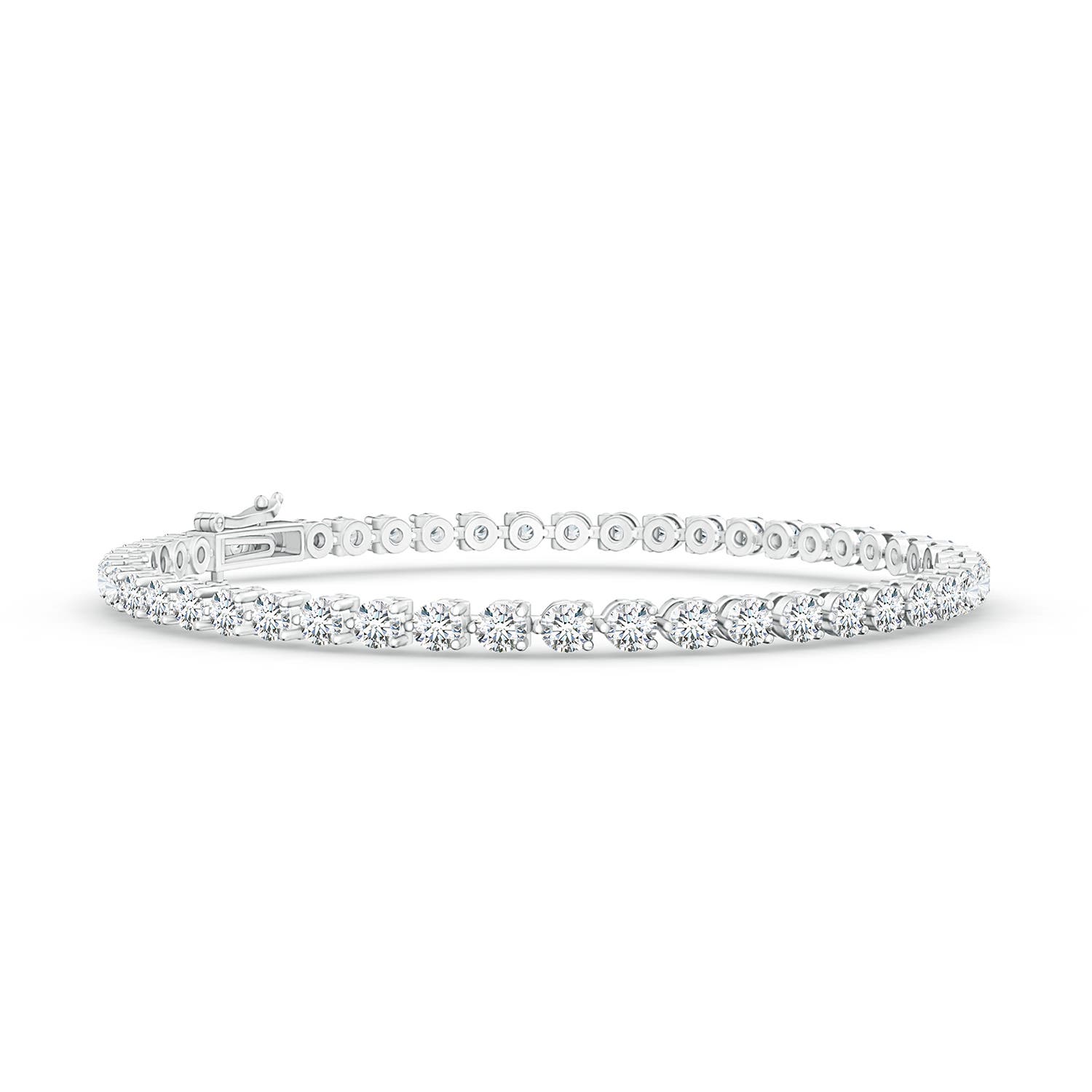 2.4mm FGVS Lab-Grown Round Diamond Link Tennis Bracelet in 18K White Gold