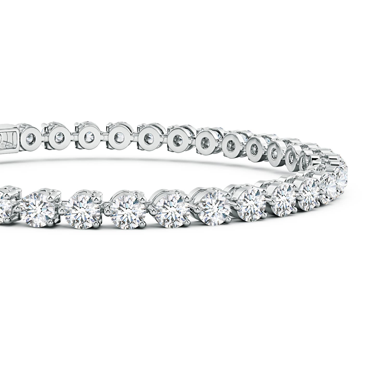 3.5mm FGVS Lab-Grown Round Diamond Link Tennis Bracelet in White Gold