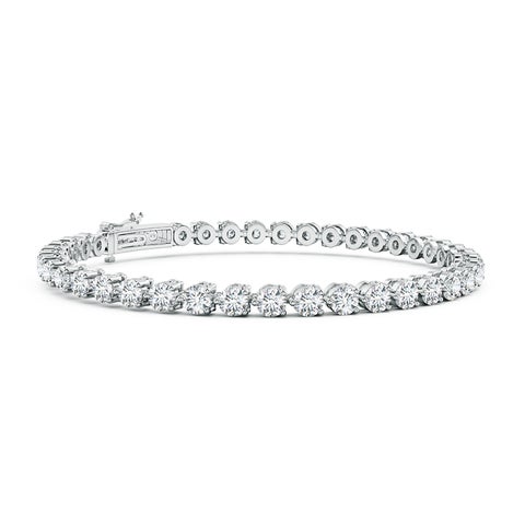 3mm FGVS Lab-Grown Round Diamond Link Tennis Bracelet in White Gold