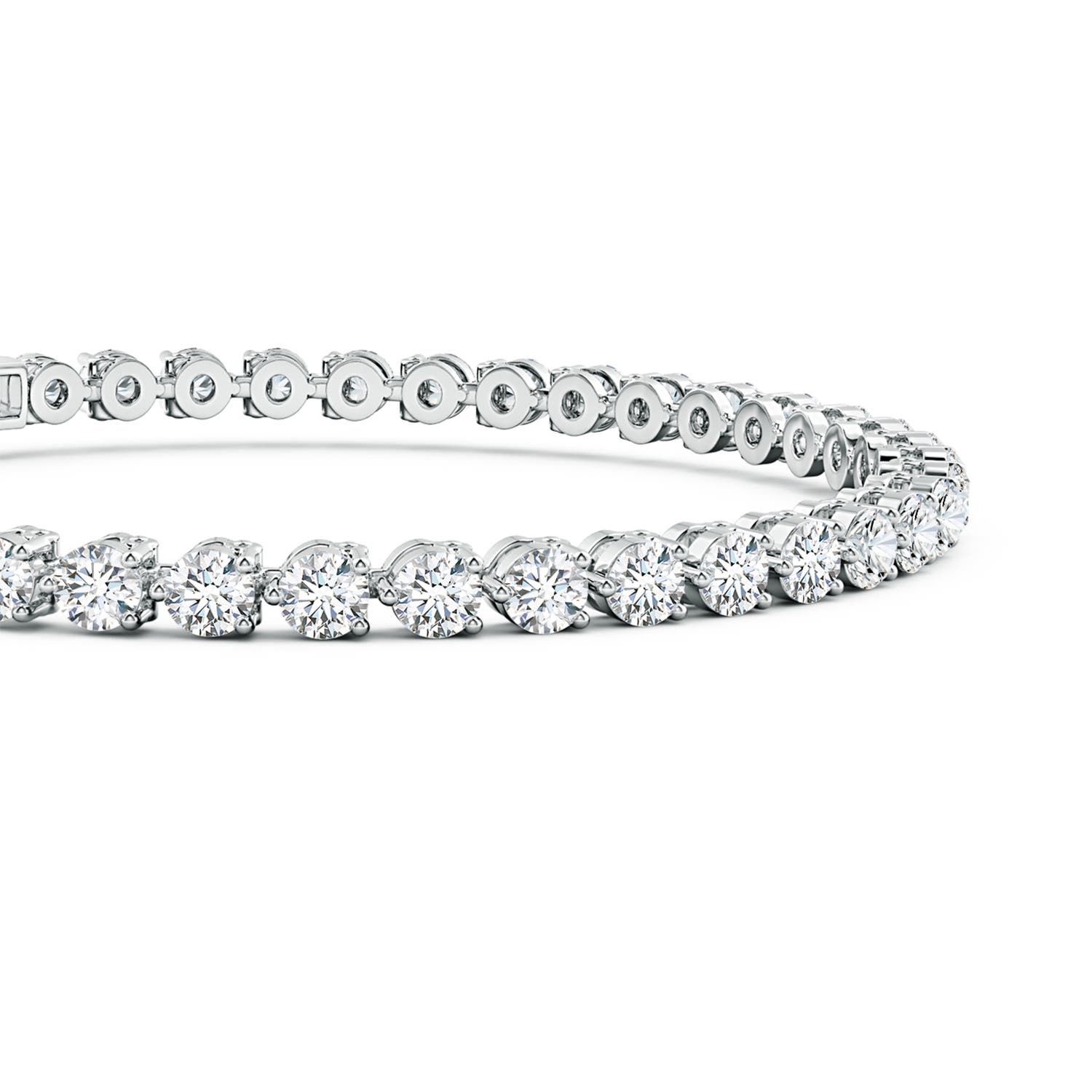 3mm FGVS Lab-Grown Round Diamond Link Tennis Bracelet in White Gold