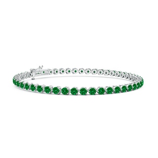 2.5mm Labgrown Lab-Grown Round Emerald Link Tennis Bracelet in 10K White Gold