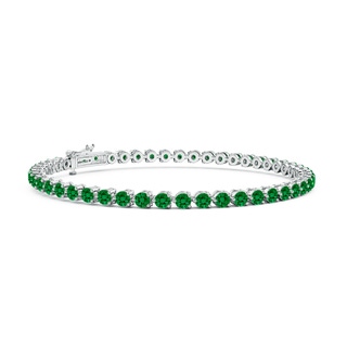 2.5mm Labgrown Lab-Grown Round Emerald Link Tennis Bracelet in 18K White Gold