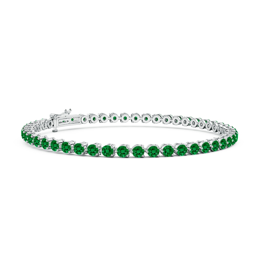2.5mm Labgrown Lab-Grown Round Emerald Link Tennis Bracelet in White Gold