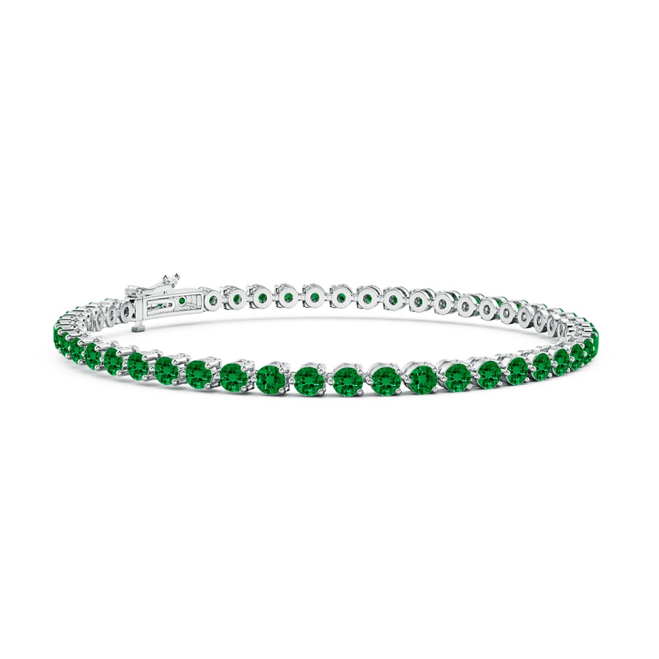 2.5mm Labgrown Lab-Grown Round Emerald Link Tennis Bracelet in White Gold 