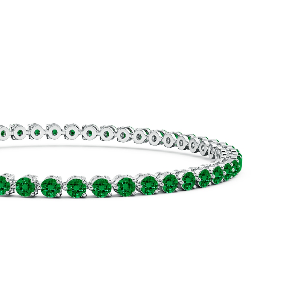 2.5mm Labgrown Lab-Grown Round Emerald Link Tennis Bracelet in White Gold Side 199