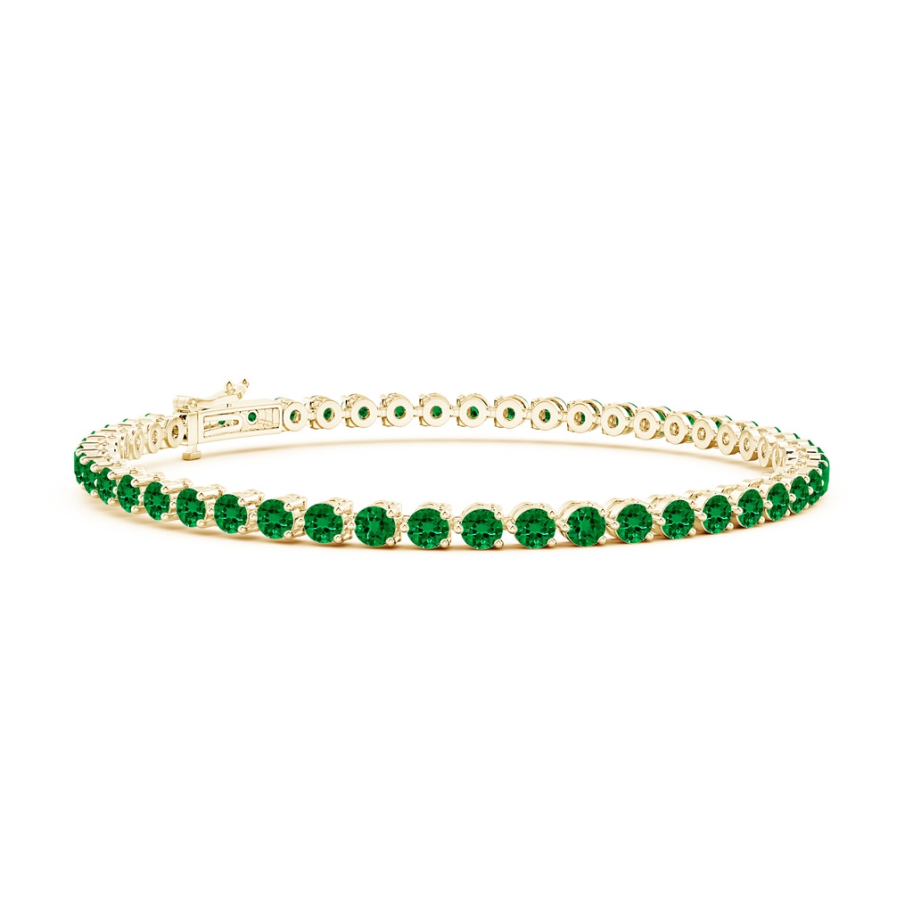 2.5mm Labgrown Lab-Grown Round Emerald Link Tennis Bracelet in Yellow Gold