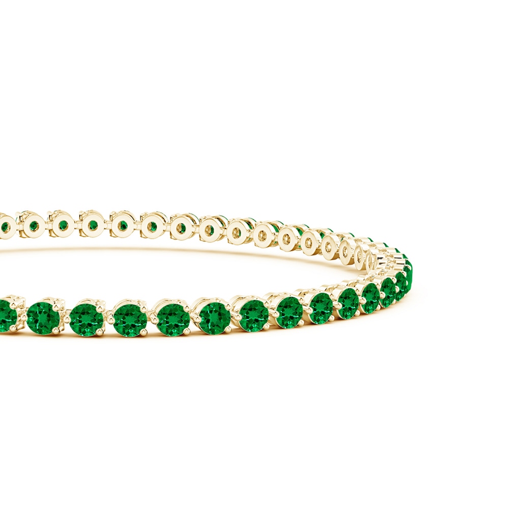 2.5mm Labgrown Lab-Grown Round Emerald Link Tennis Bracelet in Yellow Gold - side 199