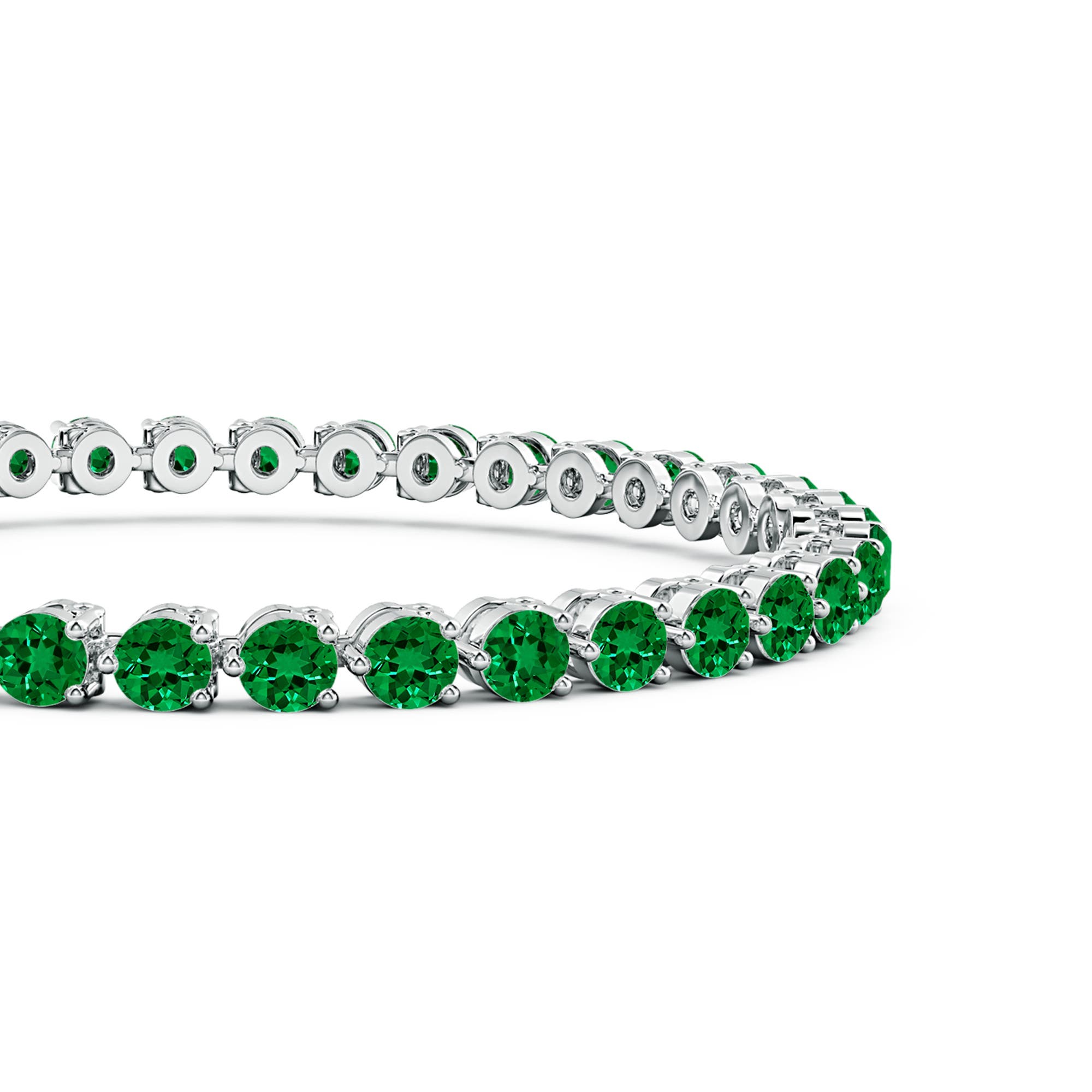 3.5mm Labgrown Lab-Grown Round Emerald Link Tennis Bracelet in 18CT White Gold - side 3