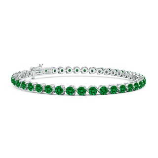 3mm Labgrown Lab-Grown Round Emerald Link Tennis Bracelet in 18K White Gold