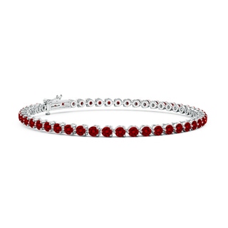 2.5mm Labgrown Lab-Grown Round Ruby Link Tennis Bracelet in 9K White Gold