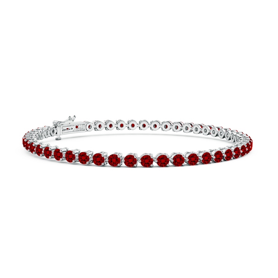 2.5mm Labgrown Lab-Grown Round Ruby Link Tennis Bracelet in White Gold 