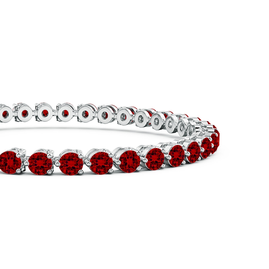 3.5mm Labgrown Lab-Grown Round Ruby Link Tennis Bracelet in 18K White Gold side 199