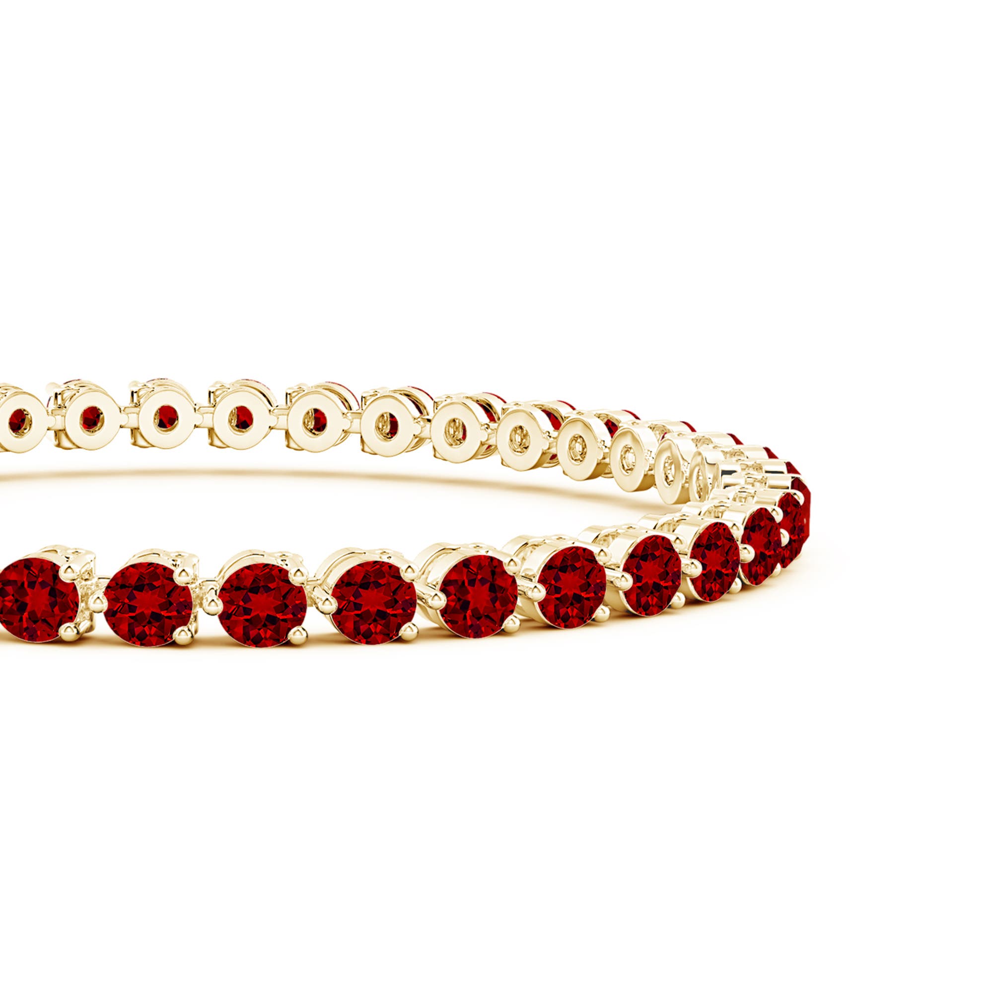 3.5mm Labgrown Lab-Grown Round Ruby Link Tennis Bracelet in 18K Yellow Gold