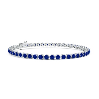 2.5mm Labgrown Lab-Grown Round Blue Sapphire Link Tennis Bracelet in 18K White Gold