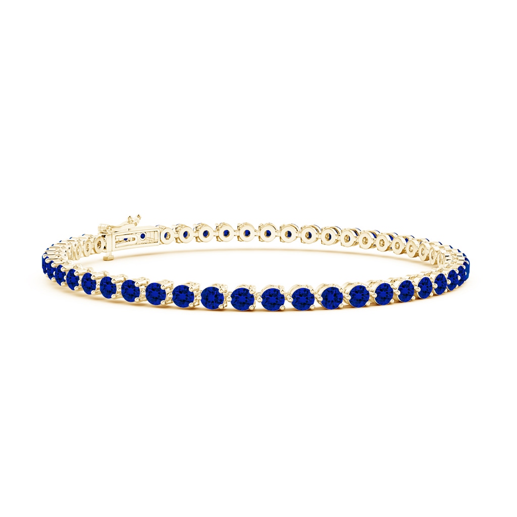 2.5mm Labgrown Lab-Grown Round Blue Sapphire Link Tennis Bracelet in Yellow Gold