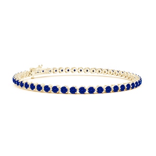 2.5mm Labgrown Lab-Grown Round Blue Sapphire Link Tennis Bracelet in Yellow Gold
