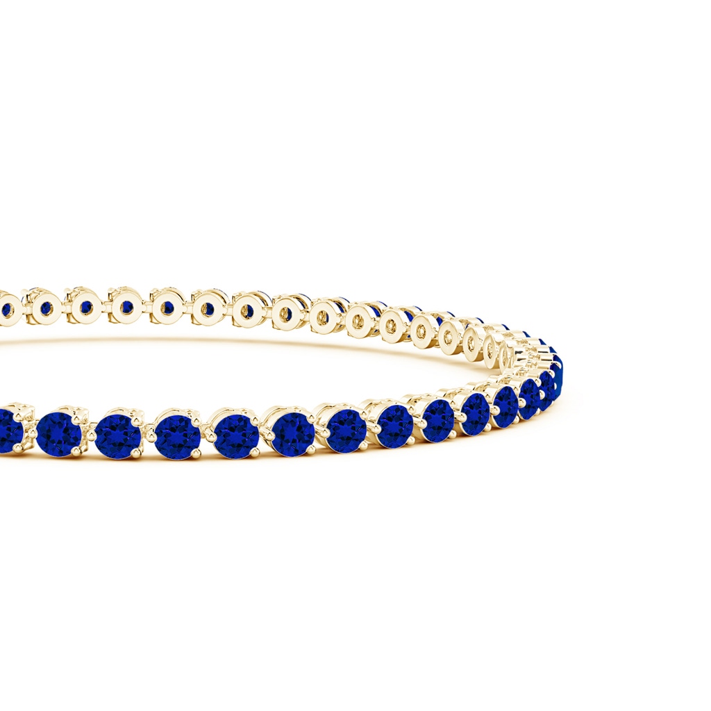 2.5mm Labgrown Lab-Grown Round Blue Sapphire Link Tennis Bracelet in Yellow Gold Side 199