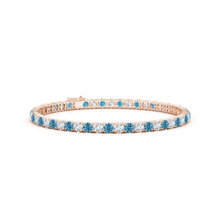 3.5mm Labgrown Classic Lab-Grown Fancy Intense Blue and White Diamond Linear Tennis Bracelet in 10K Rose Gold