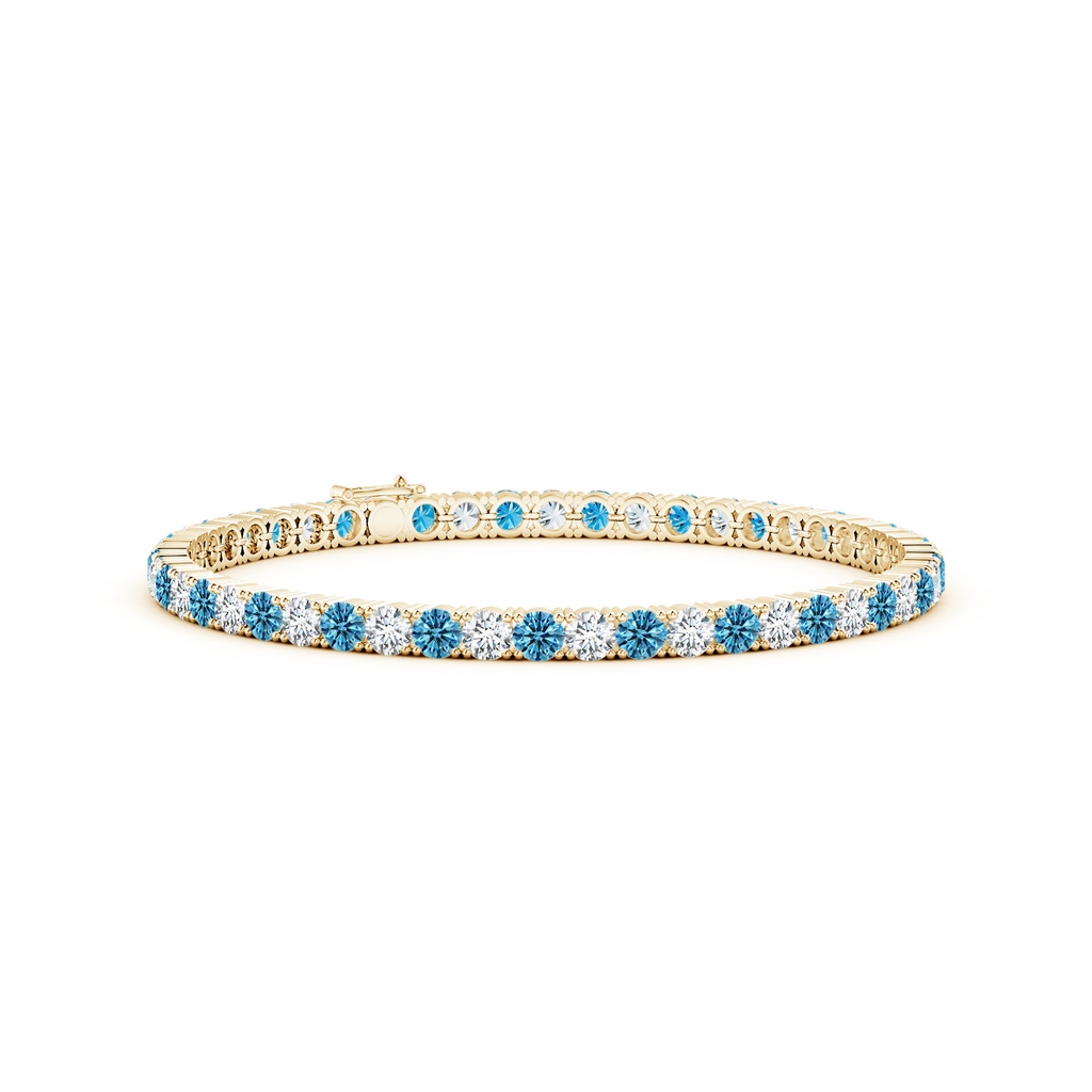 3.5mm Labgrown Classic Lab-Grown Fancy Intense Blue and White Diamond Linear Tennis Bracelet in Yellow Gold