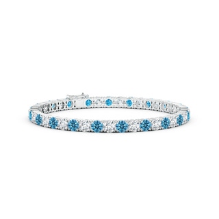 4mm Labgrown Classic Lab-Grown Fancy Intense Blue and White Diamond Linear Tennis Bracelet in White Gold