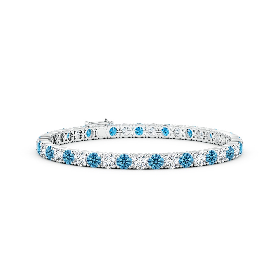 4mm Labgrown Classic Lab-Grown Fancy Intense Blue and White Diamond Linear Tennis Bracelet in White Gold 