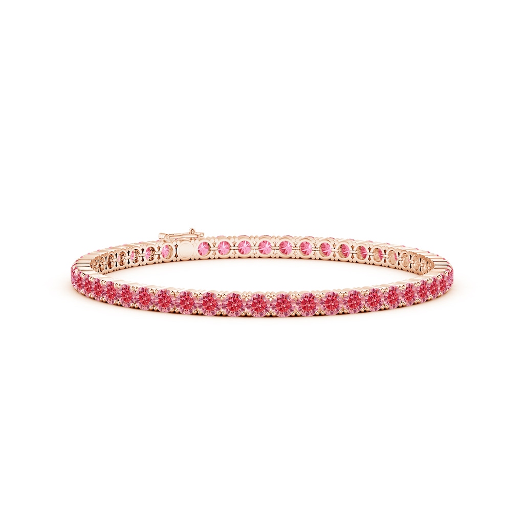 3.5mm Labgrown Classic Lab-Grown Fancy Intense Pink Diamond Linear Tennis Bracelet in Rose Gold