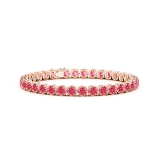 5.1mm Labgrown Classic Lab-Grown Fancy Intense Pink Diamond Linear Tennis Bracelet in 18K Rose Gold