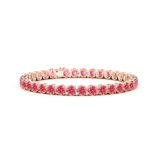 5.1mm Labgrown Classic Lab-Grown Fancy Intense Pink Diamond Linear Tennis Bracelet in 9K Rose Gold
