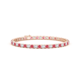 3.5mm Labgrown Classic Lab-Grown Fancy Intense Pink and White Diamond Linear Tennis Bracelet in 10K Rose Gold