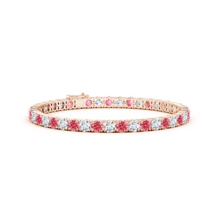 4mm Labgrown Classic Lab-Grown Fancy Intense Pink and White Diamond Linear Tennis Bracelet in 9K Rose Gold