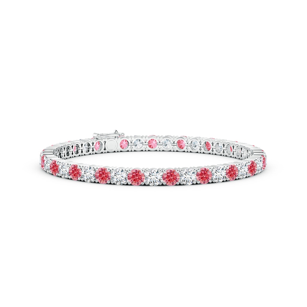 4mm Labgrown Classic Lab-Grown Fancy Intense Pink and White Diamond Linear Tennis Bracelet in White Gold