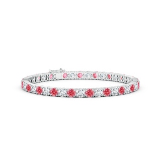 4mm Labgrown Classic Lab-Grown Fancy Intense Pink and White Diamond Linear Tennis Bracelet in White Gold