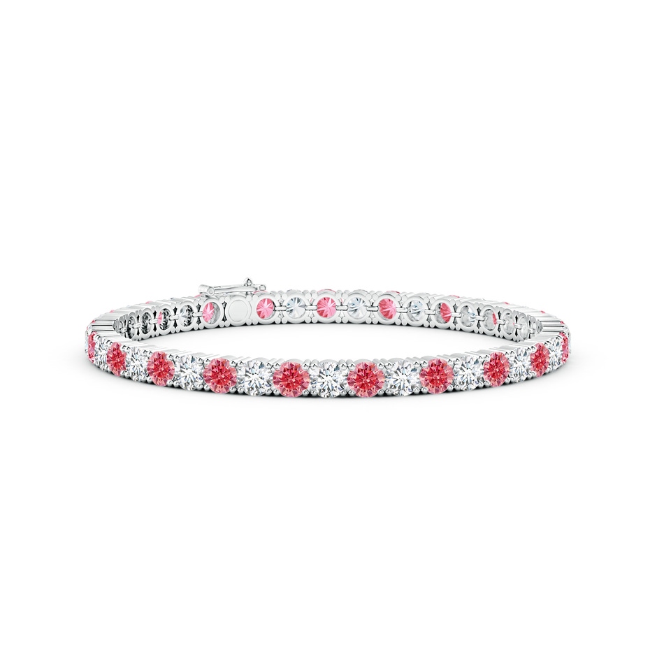 4mm Labgrown Classic Lab-Grown Fancy Intense Pink and White Diamond Linear Tennis Bracelet in White Gold 