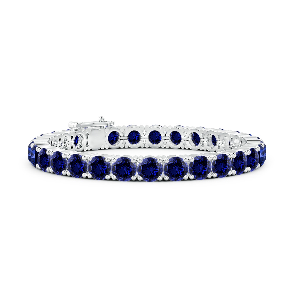 6mm Labgrown Lab-Grown Classic Blue Sapphire Linear Tennis Bracelet in White Gold