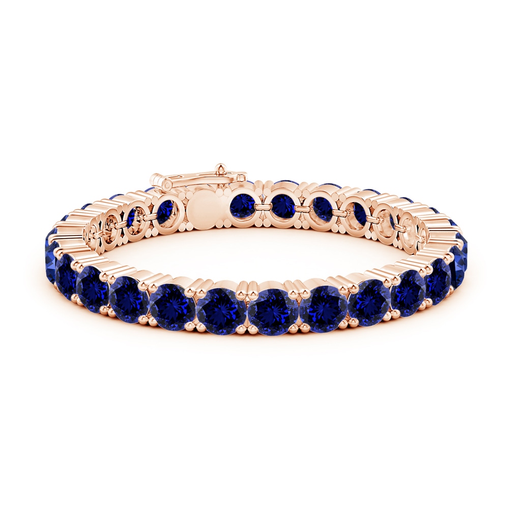 7mm Labgrown Lab-Grown Classic Blue Sapphire Linear Tennis Bracelet in 10K Rose Gold Side 199