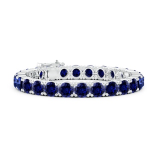 7mm Labgrown Lab-Grown Classic Blue Sapphire Linear Tennis Bracelet in S999 Silver