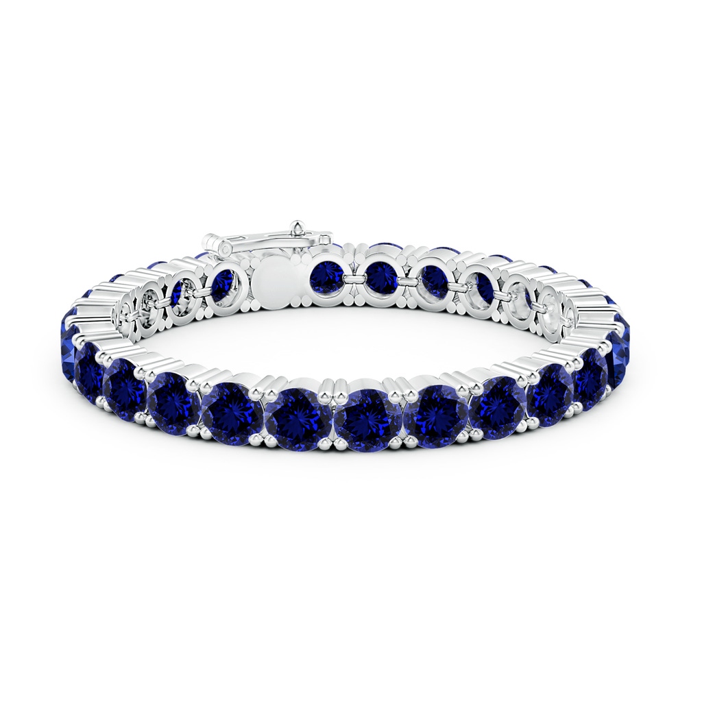 7mm Labgrown Lab-Grown Classic Blue Sapphire Linear Tennis Bracelet in White Gold Side 199