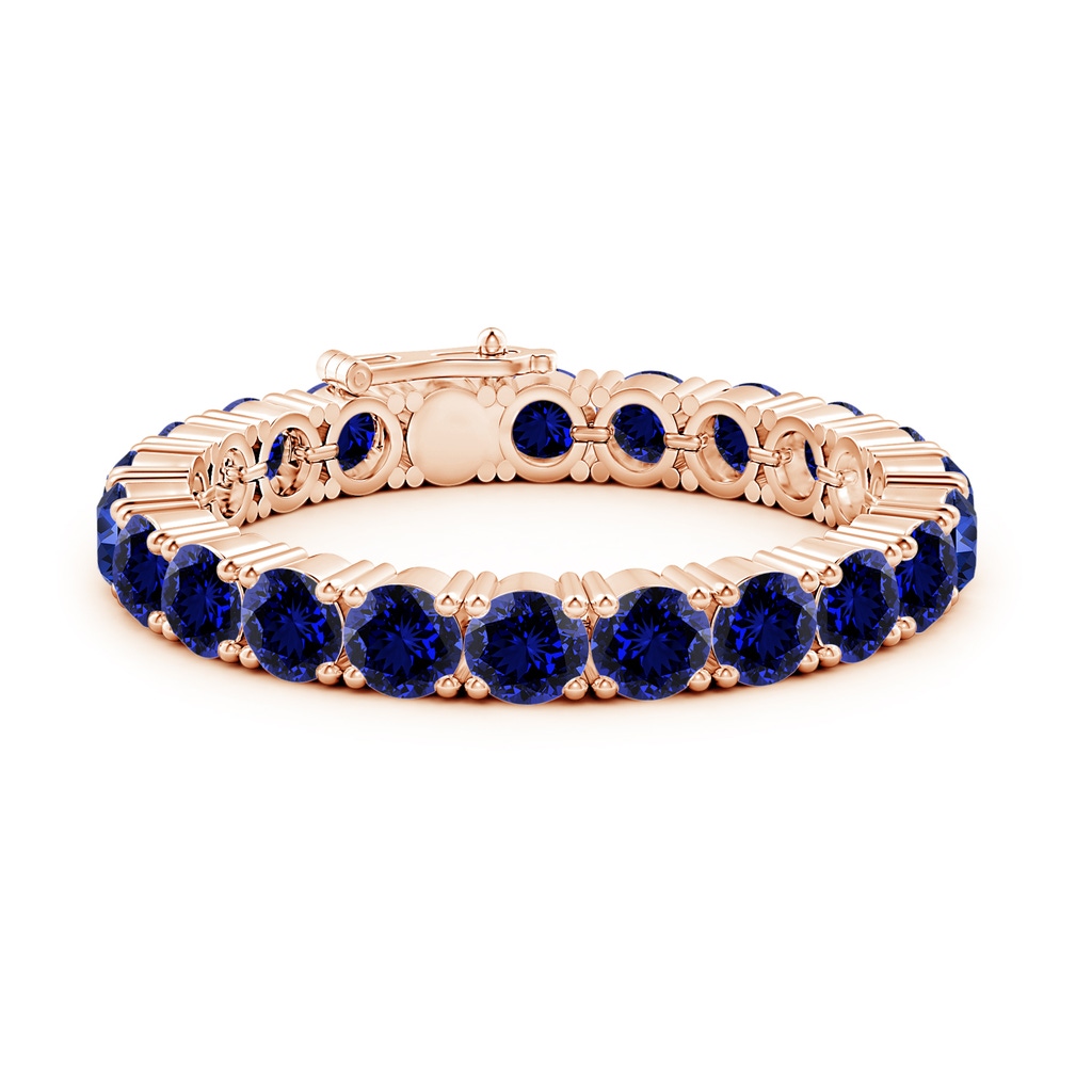 8mm Labgrown Lab-Grown Classic Blue Sapphire Linear Tennis Bracelet in Rose Gold Side 199