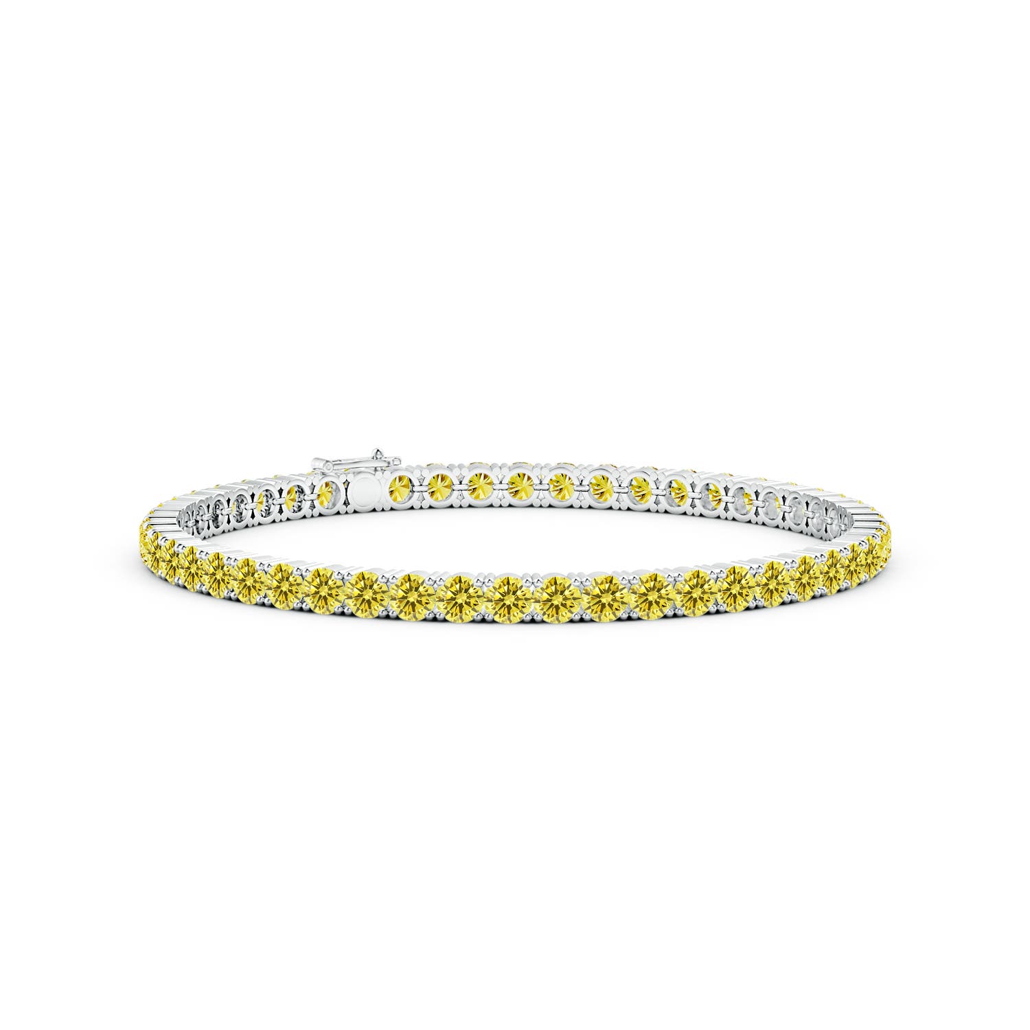 3.5mm Labgrown Classic Lab-Grown Fancy Intense Yellow Diamond Linear Tennis Bracelet in White Gold