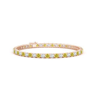 3.5mm Labgrown Classic Lab-Grown Fancy Intense Yellow and White Diamond Linear Tennis Bracelet in 9K Rose Gold