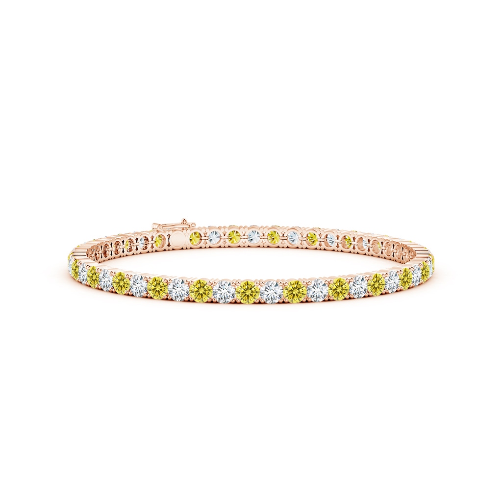 3.5mm Labgrown Classic Lab-Grown Fancy Intense Yellow and White Diamond Linear Tennis Bracelet in Rose Gold