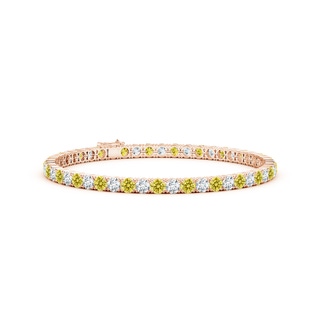 3.5mm Labgrown Classic Lab-Grown Fancy Intense Yellow and White Diamond Linear Tennis Bracelet in Rose Gold